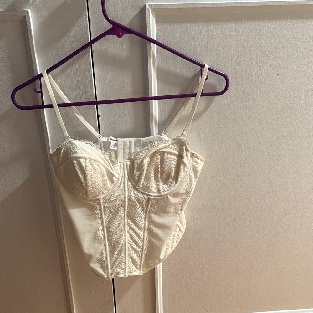 Garage Cream Lace Corset Top